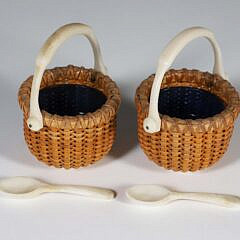 Pair of Paul Willer Nantucket Open Salts with Ivory Handles and Base