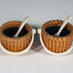 Pair of Paul Willer Nantucket Open Salts with Ivory Handles and Base