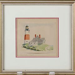 Doris and Richard Beer Watercolor on Paper "Sankaty Light", signed lower right and titled lower left 