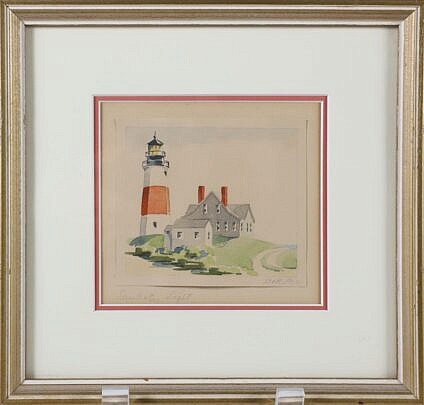 Doris and Richard Beer Watercolor on Paper "Sankaty Light", signed lower right and titled lower left 