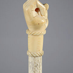 Whaler Made Clenched Fist Holding a Rod Walking Stick, 19th Century