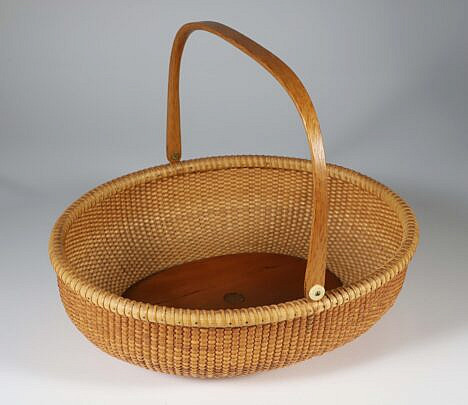 Michael Kane Open Oval Swing Handle Nantucket Basket, circa 1985 with penny