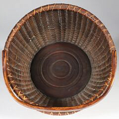 Samuel C. Crawford Rare Baleen Stave Woven Round Open Swing Handle Nantucket Basket