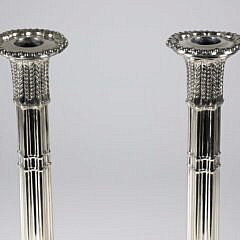 Pair of George III Style Sheffield Silver Plated Candlesticks