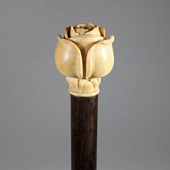 Carved Rosebud Grip Walking Stick, 19th Century