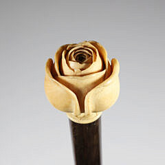 Carved Rosebud Grip Walking Stick, 19th Century