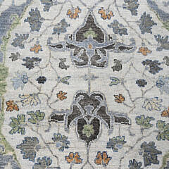 Soft Grey and Blue Oushak Hand Knotted Wool Oriental Rug Carpet