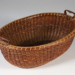 Roland Folger (1803-1883) Oval Small Double Heart Handle Nantucket Basket, circa 1862