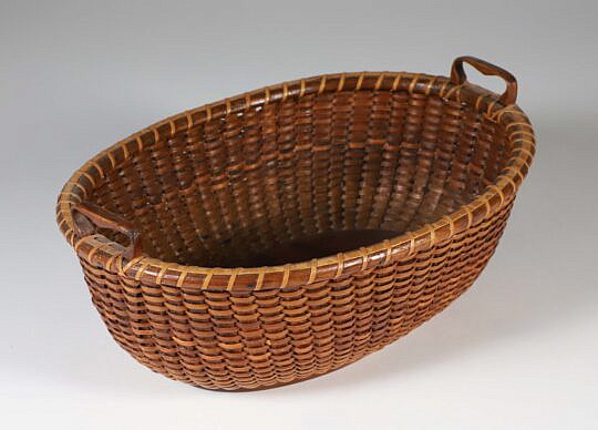 Roland Folger (1803-1883) Oval Small Double Heart Handle Nantucket Basket, circa 1862