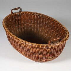 Roland Folger Small Oval Double Heart Handle Nantucket Basket, circa 1862