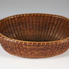 Roland Folger Small Oval Double Heart Handle Nantucket Basket, circa 1862