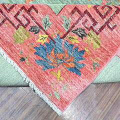 Pistachio Green Chinese Art Deco Style Revival Hand Knotted Wool Oriental Carpet Rug