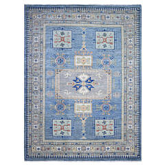 Sky Blue Fine Peshawar Hand Knotted Wool Carpet