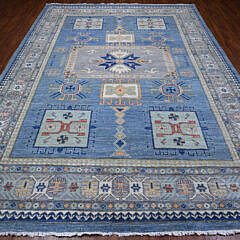 Sky Blue Fine Peshawar Hand Knotted Wool Carpet