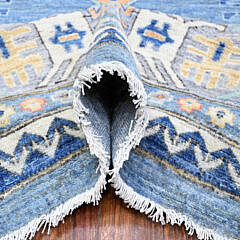 Sky Blue Fine Peshawar Hand Knotted Wool Carpet