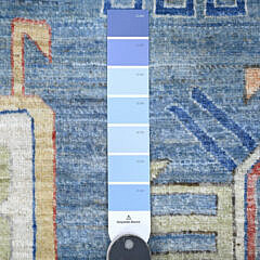 Sky Blue Fine Peshawar Hand Knotted Wool Carpet