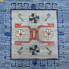 Sky Blue Fine Peshawar Hand Knotted Wool Carpet