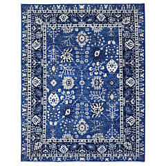 Fine Blue and White Peshawar Hand Knotted Wool Oriental Carpet Rug