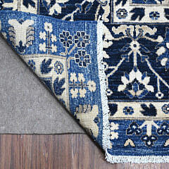 Fine Blue and White Peshawar Hand Knotted Wool Oriental Carpet Rug