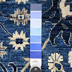 Fine Blue and White Peshawar Hand Knotted Wool Oriental Carpet Rug