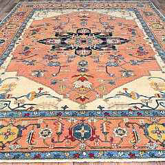 Tea Rose Peshawar Afghan Serapi Style Hand Knotted Wool Oriental Carpet Rug