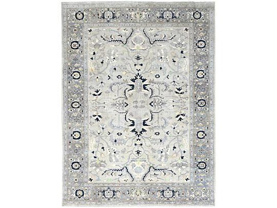 Shades of Gray Peshawar Afghan Heriz Style Handle Knotted Wool Oriental Carpet Rug