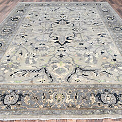 Shades of Gray Peshawar Afghan Heriz Style Handle Knotted Wool Oriental Carpet Rug