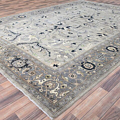 Shades of Gray Peshawar Afghan Heriz Style Handle Knotted Wool Oriental Carpet Rug