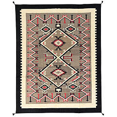 American Indian Navajo Style South West Geometric Design Flat Weave Hand Woven Wool Rug