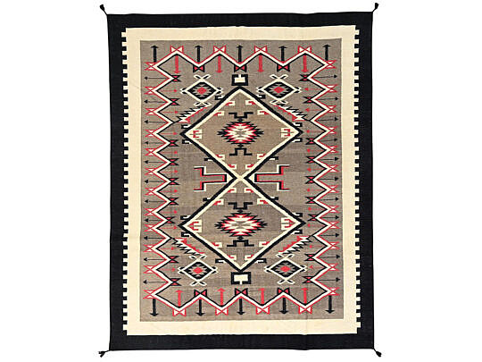 American Indian Navajo Style South West Geometric Design Flat Weave Hand Woven Wool Rug