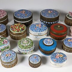 Sixteen Continental Ornately Decorated Porcelain Boxes