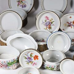 Collection of 16 French and German “Forget Me Not” Bronze Mounted Porcelain Keepsake Boxes