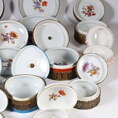 Collection of 16 French and German “Forget Me Not” Bronze Mounted Porcelain Keepsake Boxes