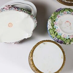 Collection of 16 French and German “Forget Me Not” Bronze Mounted Porcelain Keepsake Boxes