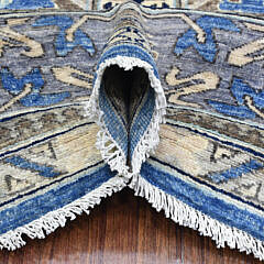 Shades of Blue, White and Grey Afghan Ersari Hand Knotted Wool Carpet, Natural Dyes