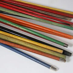 Collection of 16 Assorted Porcelain and Wood Carnival Walking Sticks