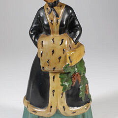 Antique Cast Iron Painted Albany Foundry Colonial Woman Doorstop in original paint