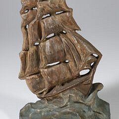 Cast Iron Painted Clipper Ship Door Stop by the Arthur M.F.G. Co. Baltimore, MD
