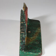 Antique Cast Iron Painted Adirondack Log Cabin Doorstop