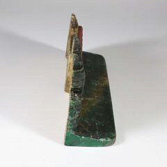 Antique Cast Iron Painted Adirondack Log Cabin Doorstop