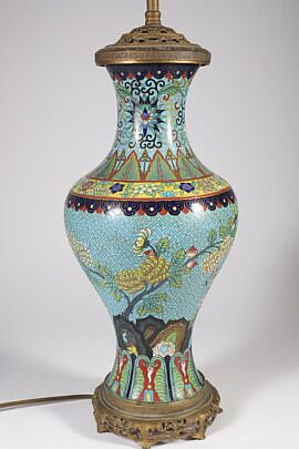 Antique Chinese Cloisonne Lamp 19th Century