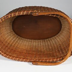 Davis Hall Oval Open Swing Handle Nantucket Basket with Original Partial Paper Label on Base