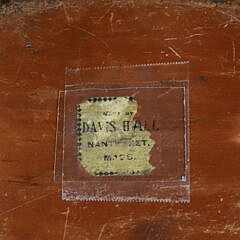Davis Hall Oval Open Swing Handle Nantucket Basket with Original Partial Paper Label on Base