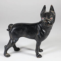 Cast Iron Painted Boston Terrier Doorstop 