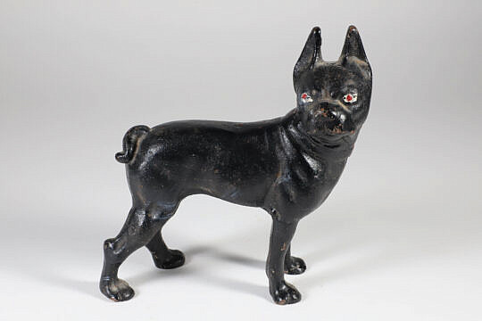 Cast Iron Painted Boston Terrier Doorstop 