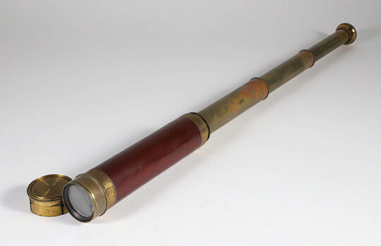 Antique Brass and Wood Three-Draw Spyglass