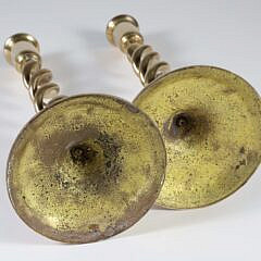 Pair of Vintage Brass Open Barley Twist Candlesticks