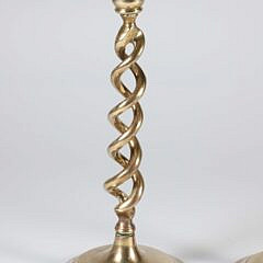 Pair of Vintage Brass Open Barley Twist Candlesticks