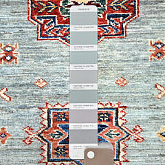 Geometric Elements Afghan Kazak Hand Knotted Wool Oriental Carpet Runner, 15 ft. 5 in.