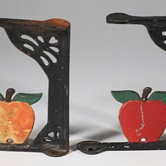 Pair of Vintage Cast Iron Painted Apple Motif Shelf Brackets